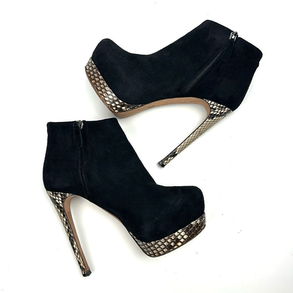 Alexandre Birman Black Suede Python Heels Ankle B… - image 4